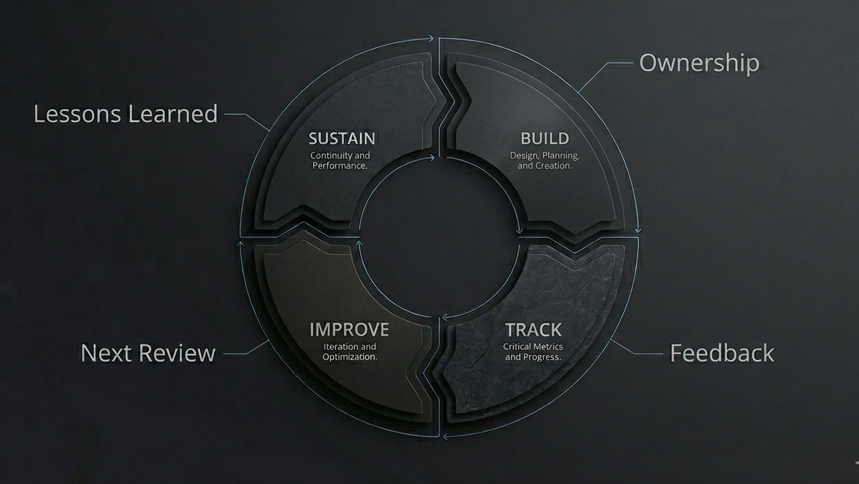Build, track, improve, and sustain operating loop graphic